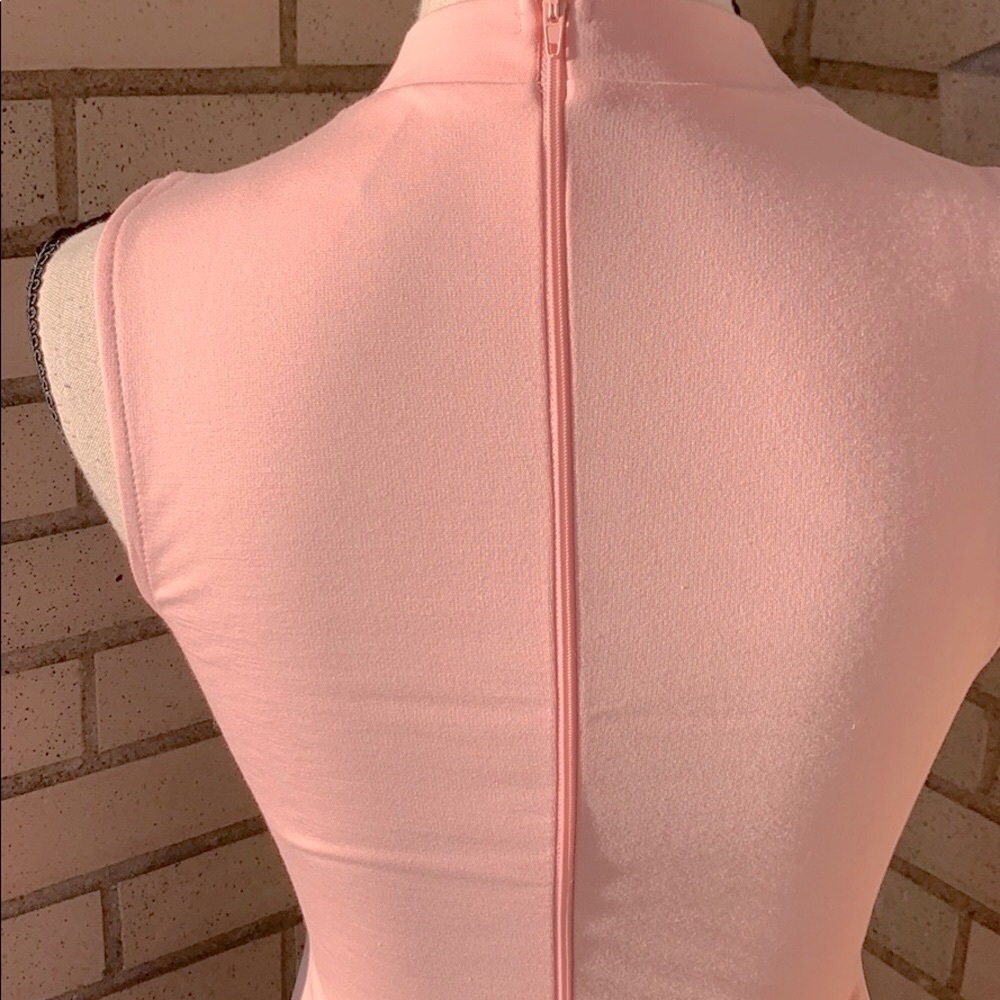 ❌DONATED❌Blush Pink High Neckline Mesh Cutout Midi Dress - Picture 6 of 9